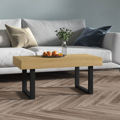 Salontafel 90X45X40 Cm Mdf En Ijzer Lichtbruin En Zwart