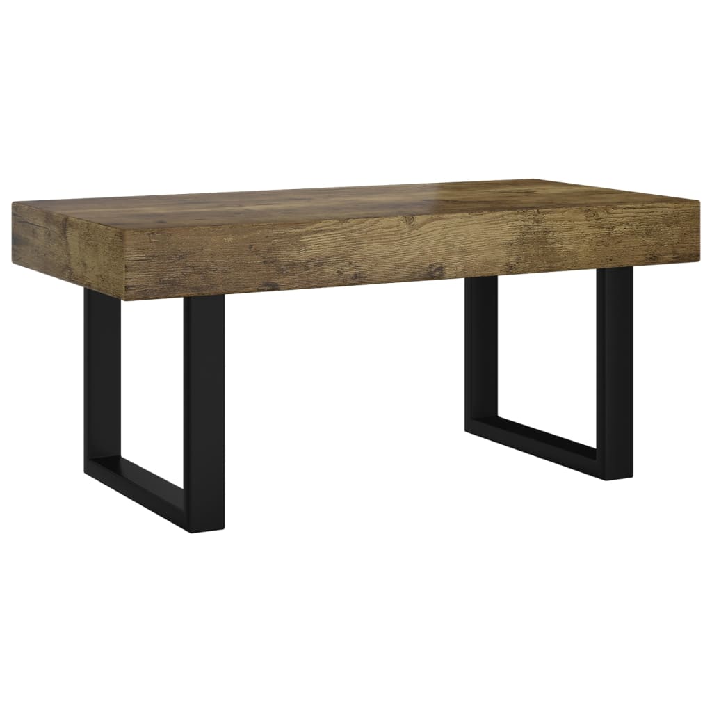 Salontafel 90X45X40 Cm Mdf En Ijzer Donkerbruin En Zwart