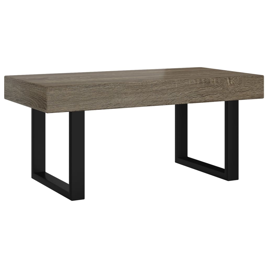 Salontafel 90X45X40 Cm Mdf En Ijzer Grijs En Zwart