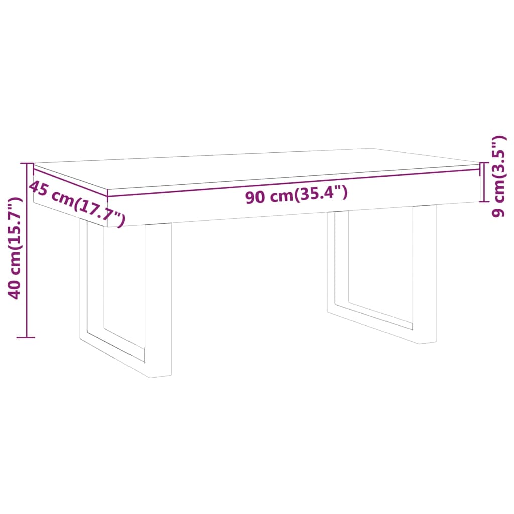 Salontafel 90X45X40 Cm Mdf En Ijzer Grijs En Zwart