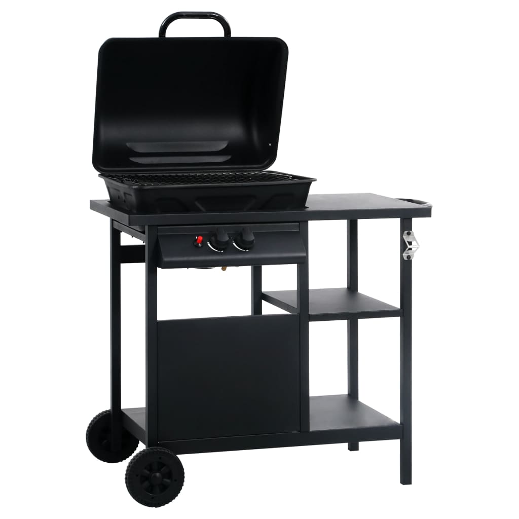 Gasbarbecue Met 3-Laags Zijtafel Zwart