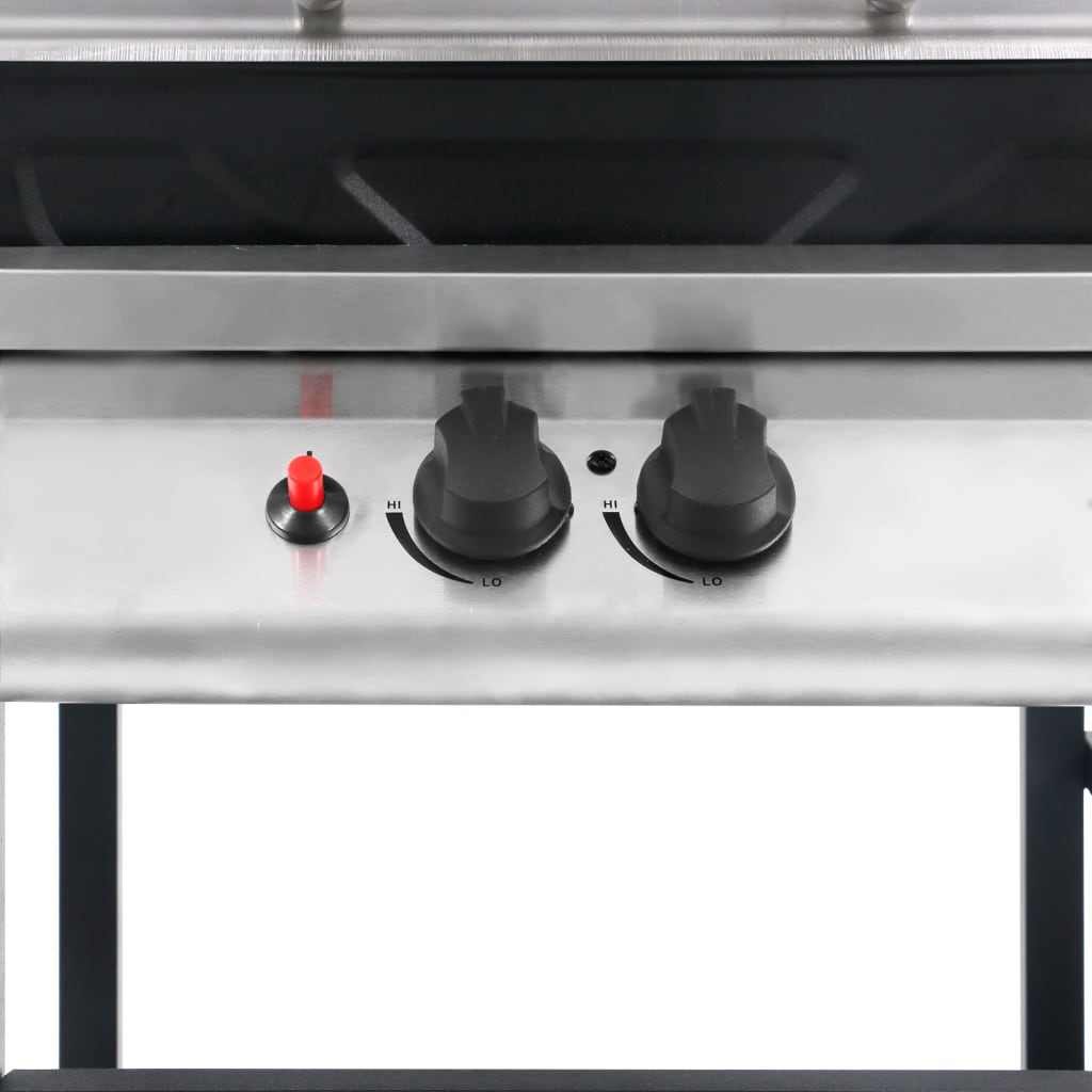 Gasbarbecue Met 3-Laags Zijtafel Zwart En Zilverkleurig