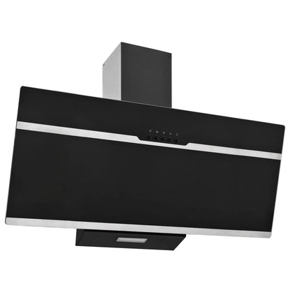 Wandafzuigkap 90 Cm Roestvrij Staal En Gehard Glas Zwart