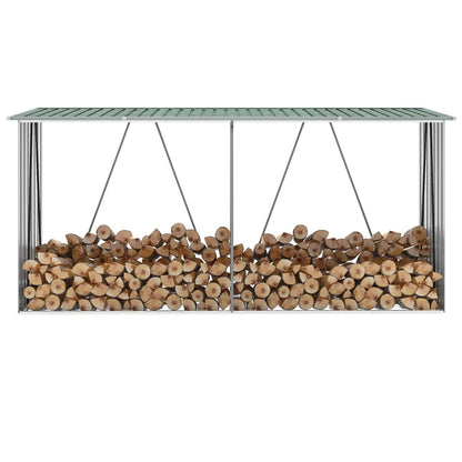 Haardhoutschuur 330X84X152 Cm Gegalvaniseerd Staal Groen