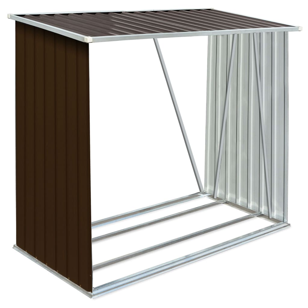 Haardhoutschuur 163X83X154 Cm Gegalvaniseerd Staal Bruin