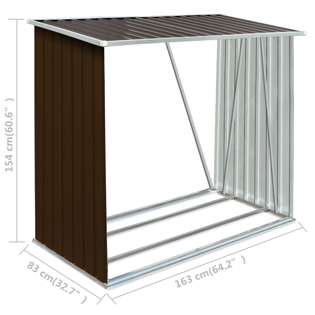Haardhoutschuur 163X83X154 Cm Gegalvaniseerd Staal Bruin