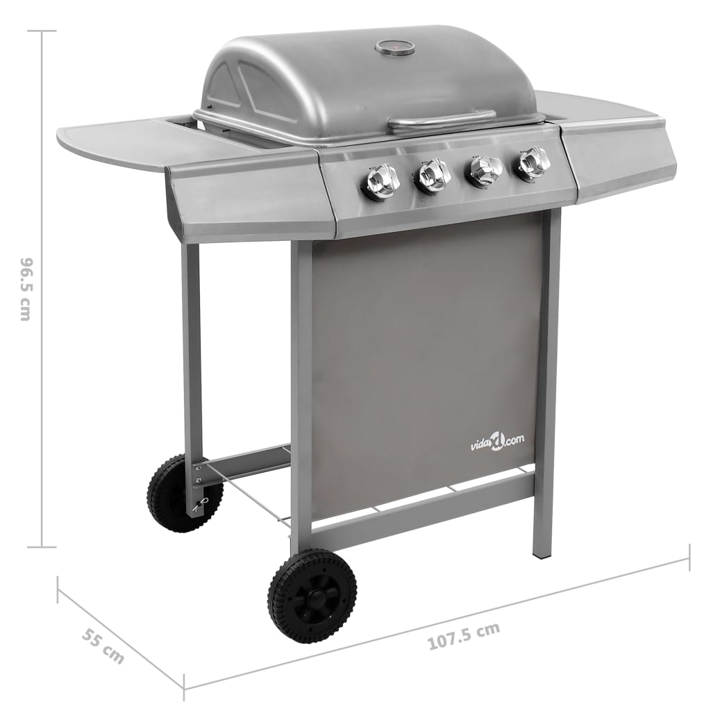 Gasbarbecue Met 4 Branders Zilverkleurig