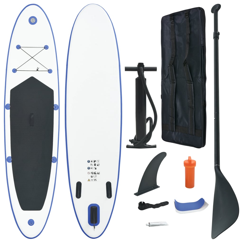 Stand Up Paddleboardset Opblaasbaar Blauw En Wit