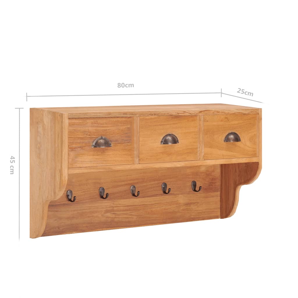 Wandkapstok 80X25X45 Cm Massief Teakhout