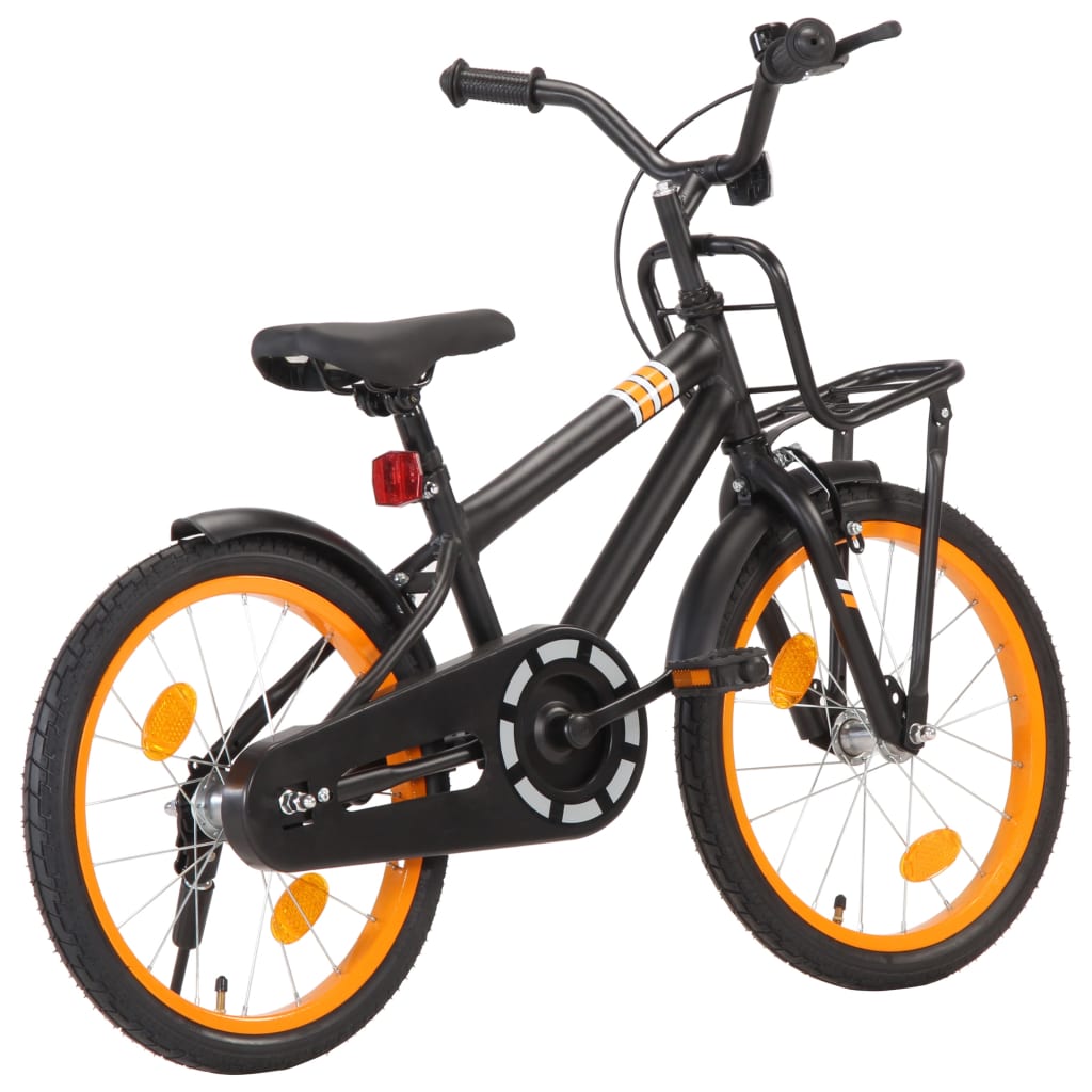 Kinderfiets Met Voordrager 18 Inch Zwart En Oranje