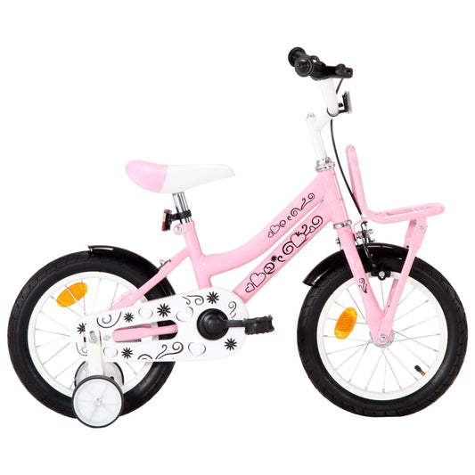 Kinderfiets Met Voordrager 14 Inch Wit En Roze