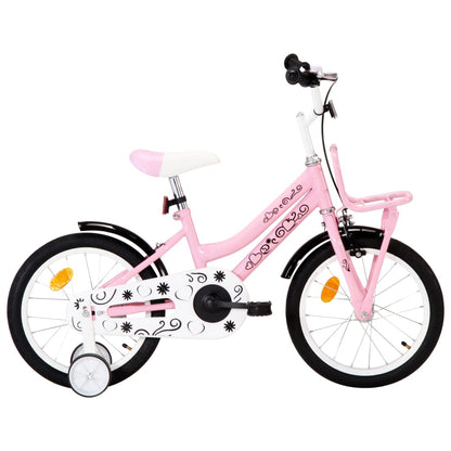 Kinderfiets Met Voordrager 16 Inch Wit En Roze