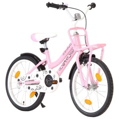Kinderfiets Met Voordrager 18 Inch Roze En Zwart