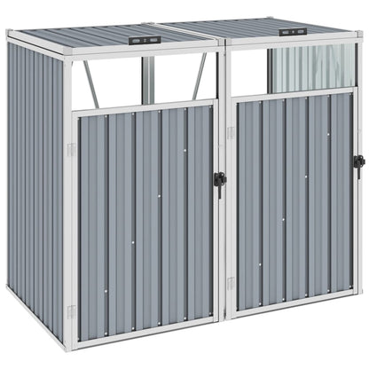 Afvalbakberging Dubbel 143X81X121 Cm Staal Grijs