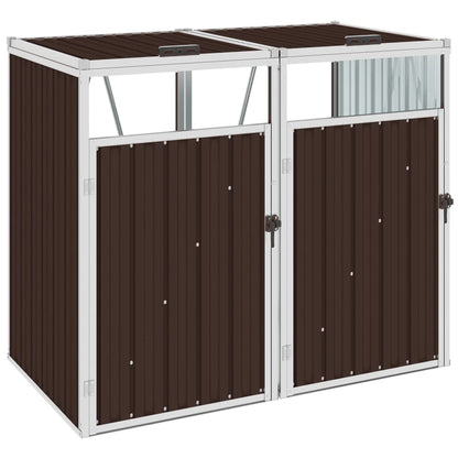 Afvalbakberging Dubbel 143X81X121 Cm Staal Bruin