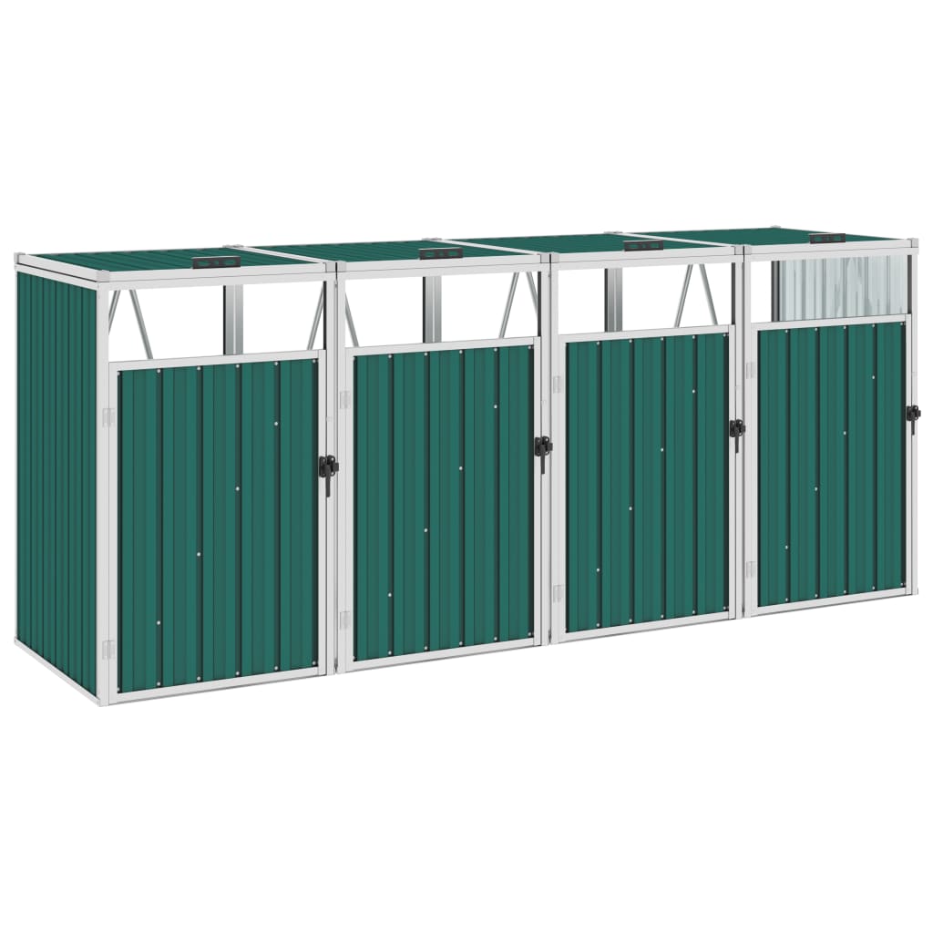 Afvalbakberging Vierdubbel 286X81X121 Cm Staal Groen