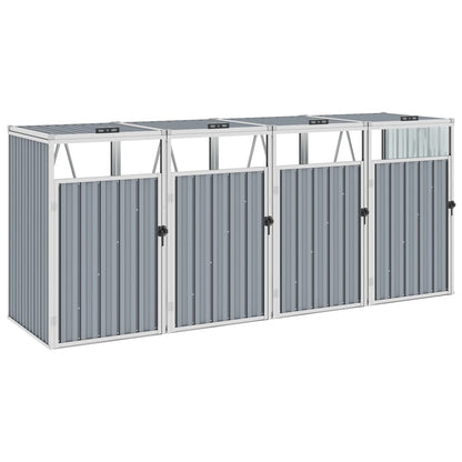 Afvalbakberging Vierdubbel 286X81X121 Cm Staal Grijs