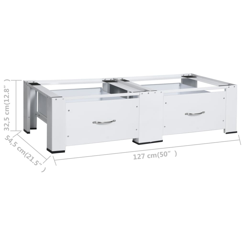 Wasmachine- En Drogerverhoger Dubbel Met Lades Wit