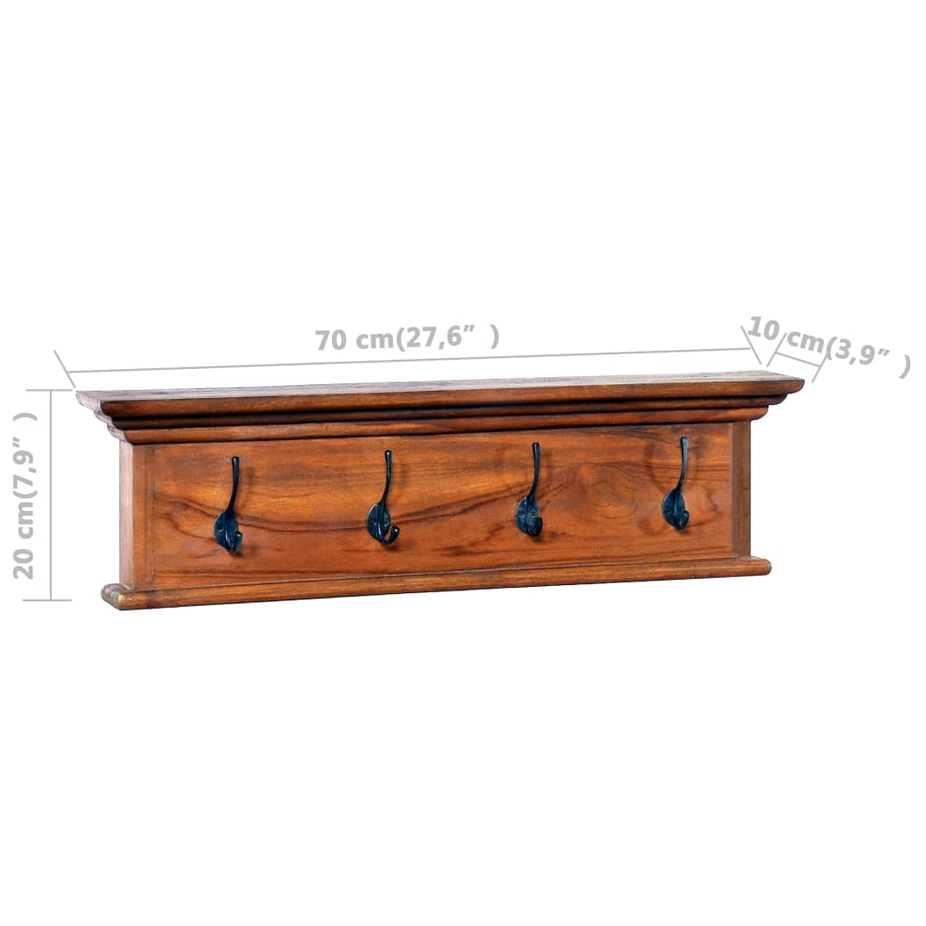 Wandkapstok 70X10X20 Cm Massief Teakhout