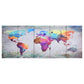 Wandprintset Wereldkaart 200X80 Cm Canvas Meerkleurig