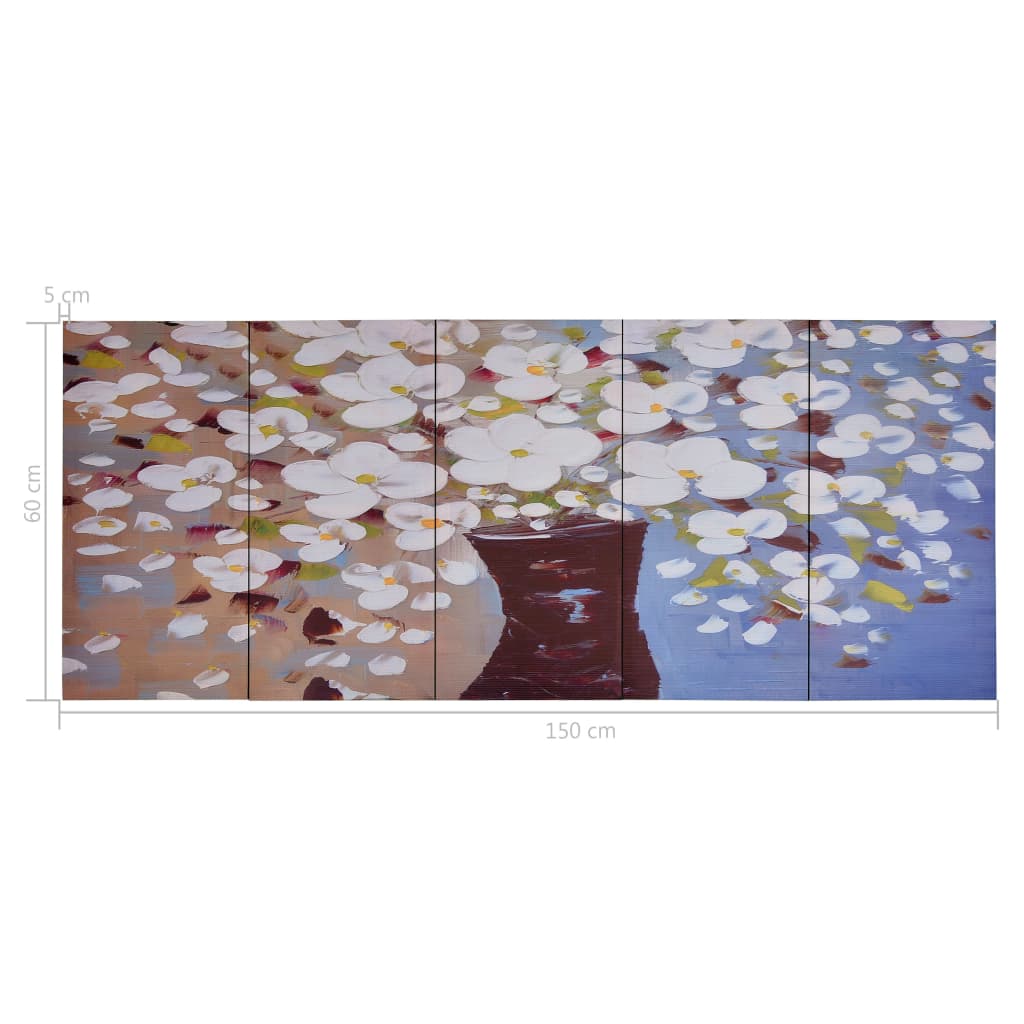 Wandprintset Bloemen In Vaas 150X60 Cm Canvas Meerkleurig