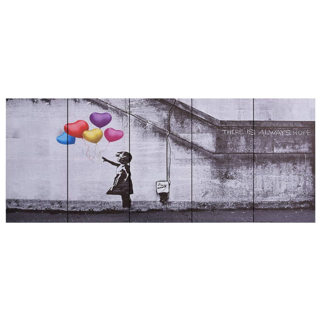 Wandprintset Ballonnen En Kind 150X60 Cm Canvas Meerkleurig