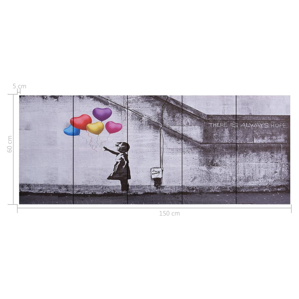 Wandprintset Ballonnen En Kind 150X60 Cm Canvas Meerkleurig