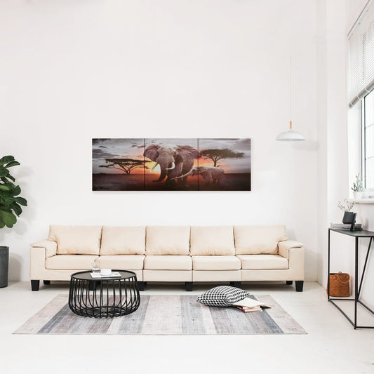 Wandprintset Olifant 120X40 Cm Canvas Meerkleurig