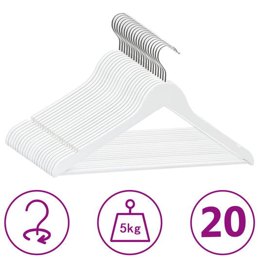 20-Delige Kledinghangerset Anti-Slip Hardhout Wit