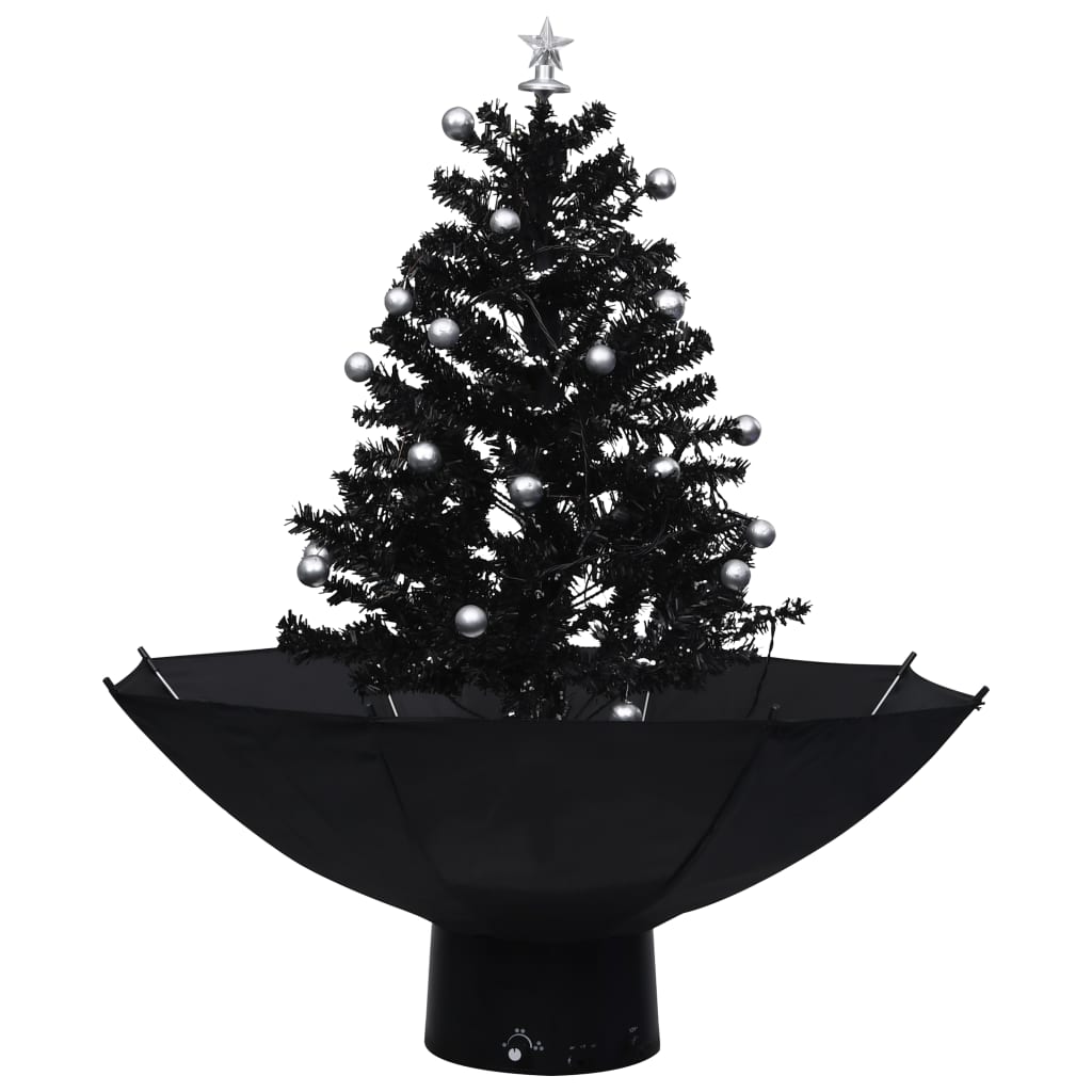 Kerstboom Sneeuwend Met Paraplubasis 75 Cm Pvc Zwart