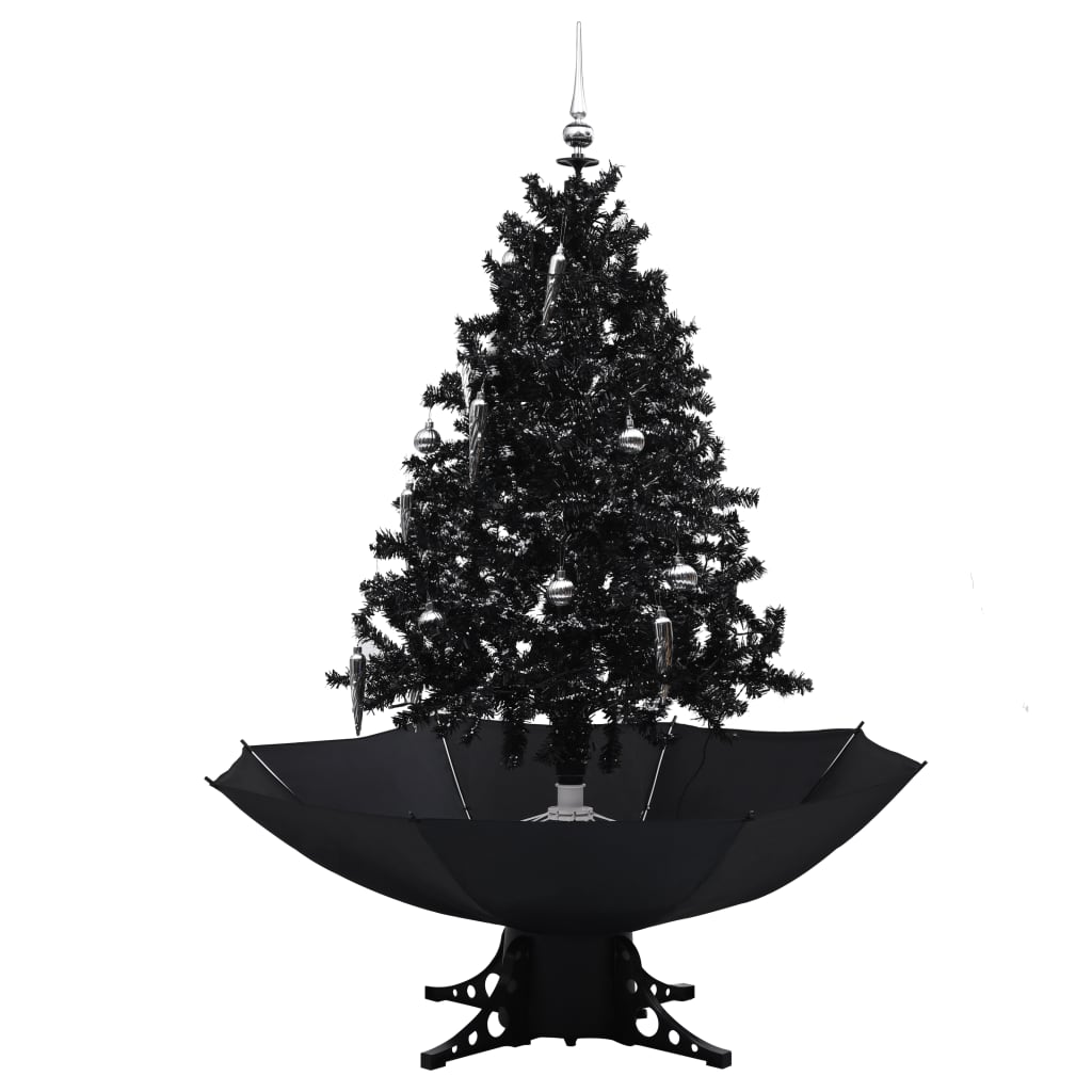 Kerstboom Sneeuwend Met Paraplubasis 140 Cm Pvc Zwart