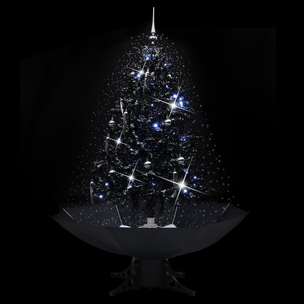 Kerstboom Sneeuwend Met Paraplubasis 140 Cm Pvc Zwart