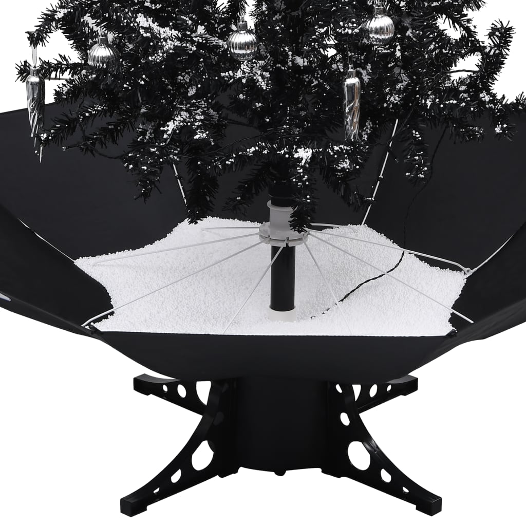 Kerstboom Sneeuwend Met Paraplubasis 140 Cm Pvc Zwart