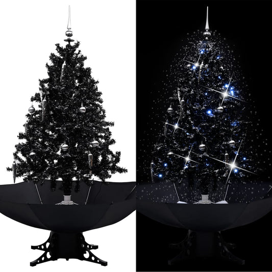 Kerstboom Sneeuwend Met Paraplubasis 140 Cm Pvc Zwart