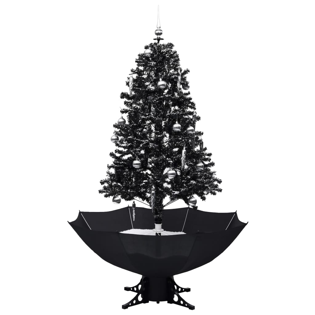 Kerstboom Sneeuwend Met Paraplubasis 170 Cm Pvc Zwart