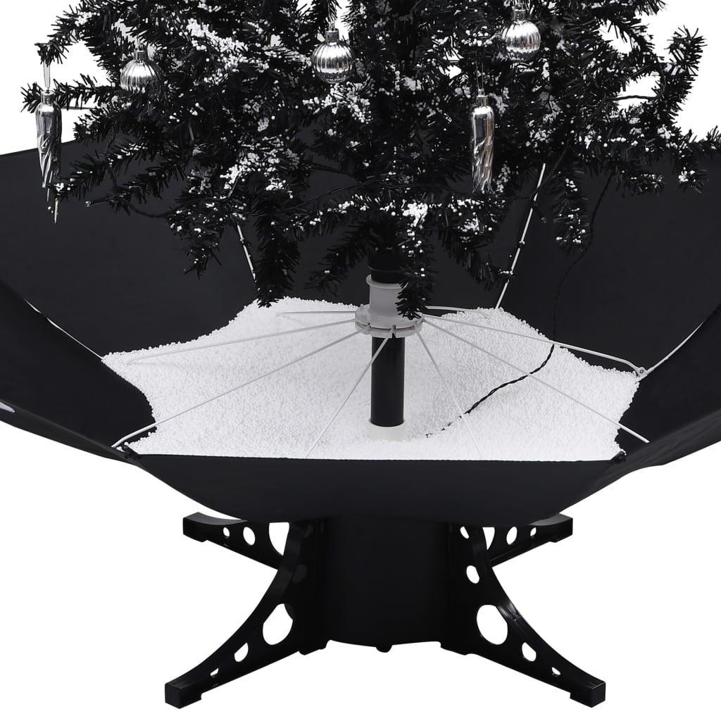 Kerstboom Sneeuwend Met Paraplubasis 170 Cm Pvc Zwart