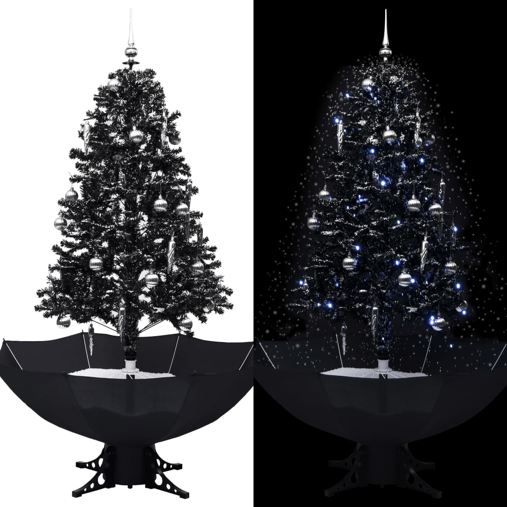 Kerstboom Sneeuwend Met Paraplubasis 170 Cm Pvc Zwart