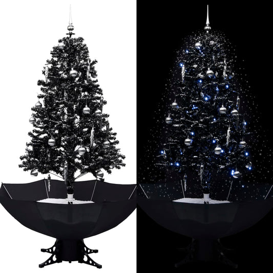 Kerstboom Sneeuwend Met Paraplubasis 170 Cm Pvc Zwart