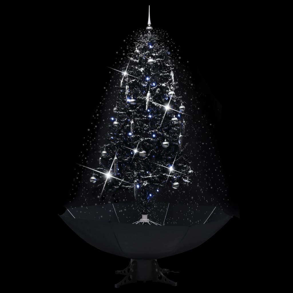 Kerstboom Sneeuwend Met Paraplubasis 190 Cm Pvc Zwart