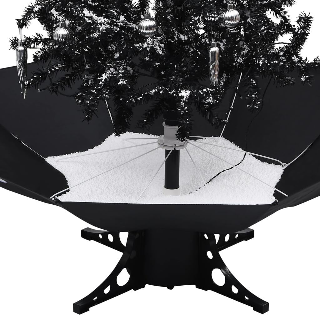 Kerstboom Sneeuwend Met Paraplubasis 190 Cm Pvc Zwart