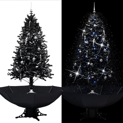 Kerstboom Sneeuwend Met Paraplubasis 190 Cm Pvc Zwart