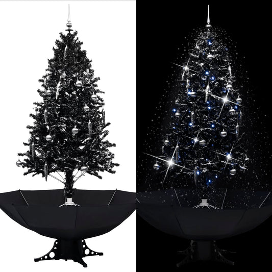 Kerstboom Sneeuwend Met Paraplubasis 190 Cm Pvc Zwart