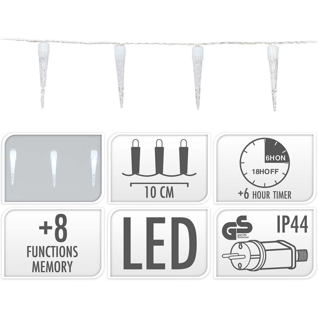 S.i.a. Kerstverlichting Ijspegels 100 Leds 9.9M Ip44 + Timer