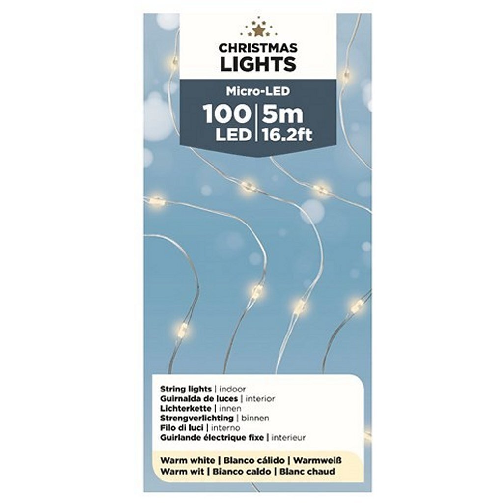 Basic Kerstverlichting Streng Zilverdraad Warmwit 495 Cm 100 Lampjes