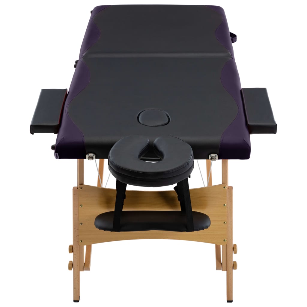 Massagetafel Inklapbaar 2 Zones Hout Zwart