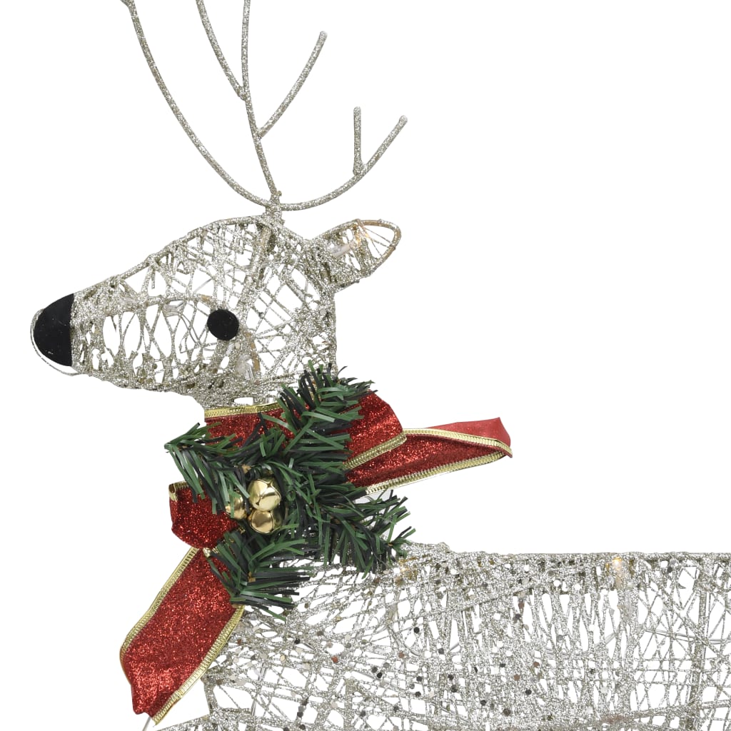 Buitenkerstversiering Rendieren En Slee 60 Led's Goudkleurig