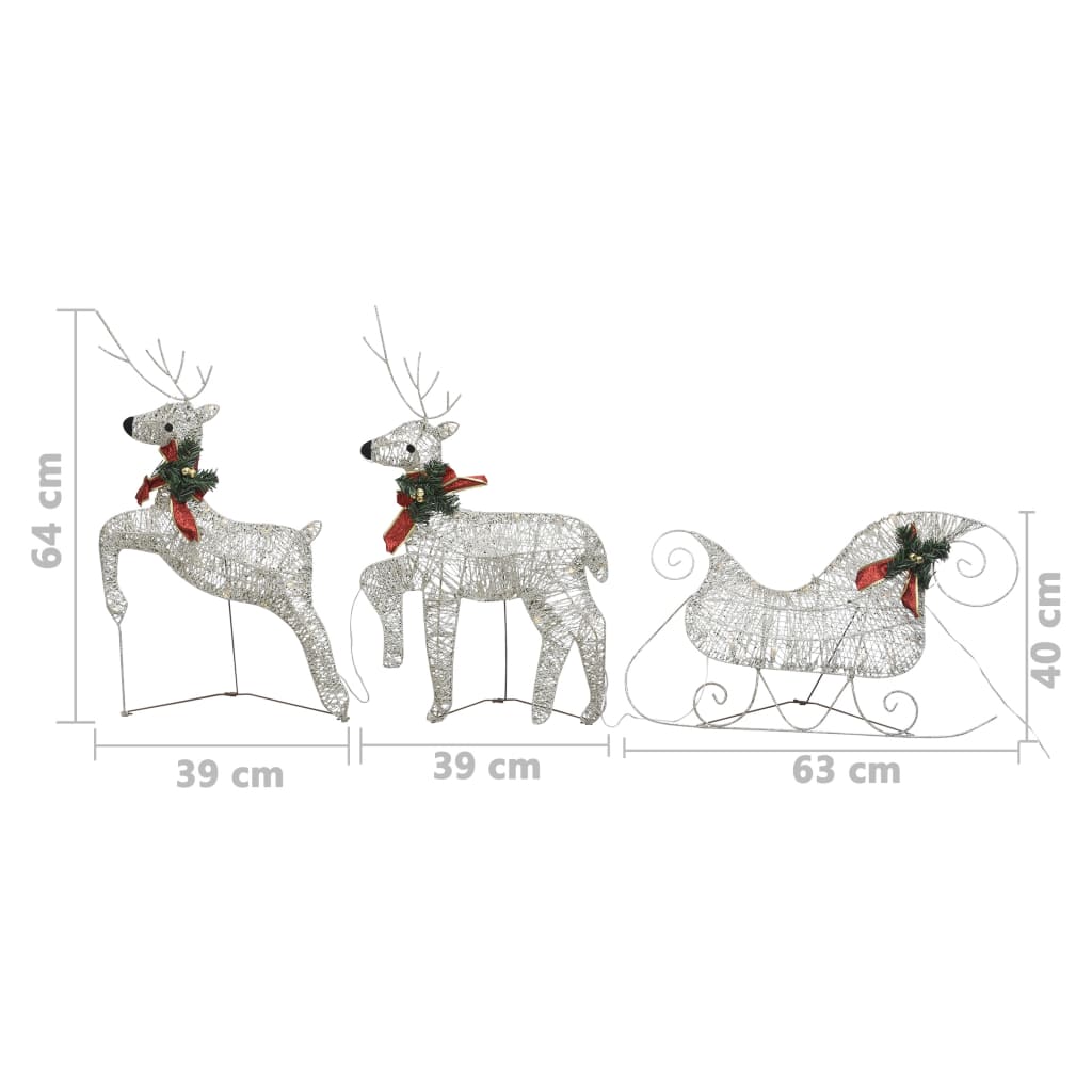 Buitenkerstversiering Rendieren En Slee 60 Led's Goudkleurig