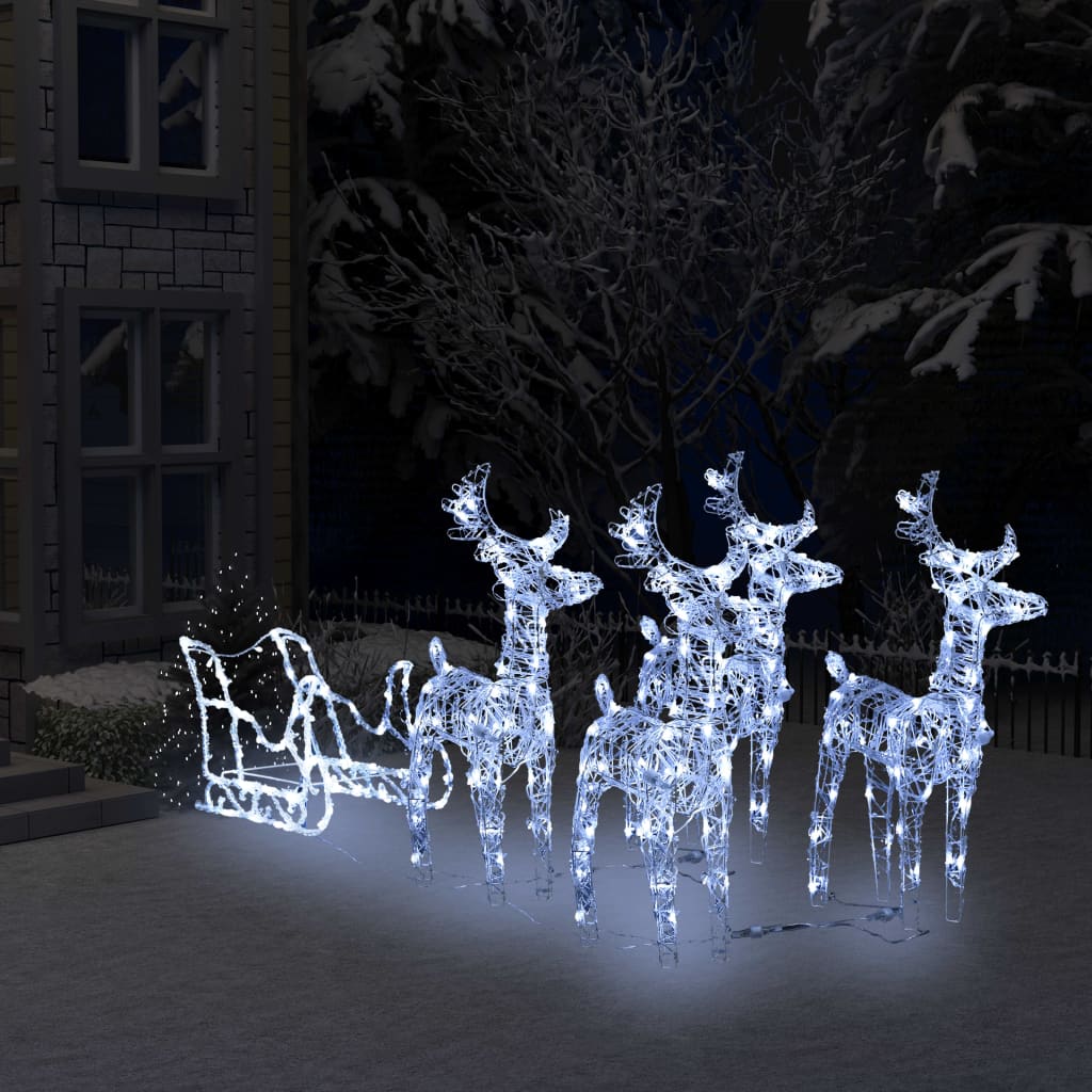 Kerstversiering Rendieren En Slee 240 Led's Acryl