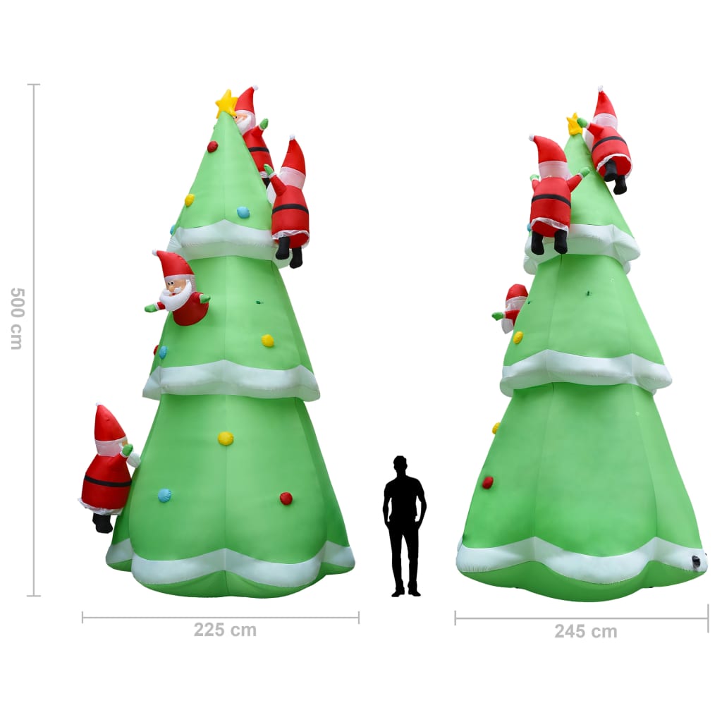 Kerstboom Opblaasbaar Met Kerstmannen Led Xxl Ip44 500 Cm Stof