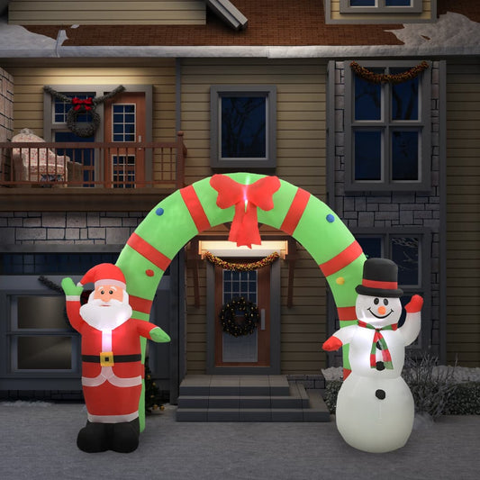 Kerstboog Kerstman En Sneeuwpop Opblaasbaar Led 223 Cm